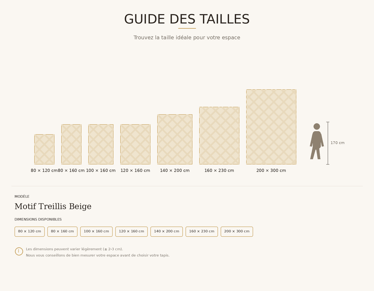 Guide des tailles - Tapis Damier Vintage
