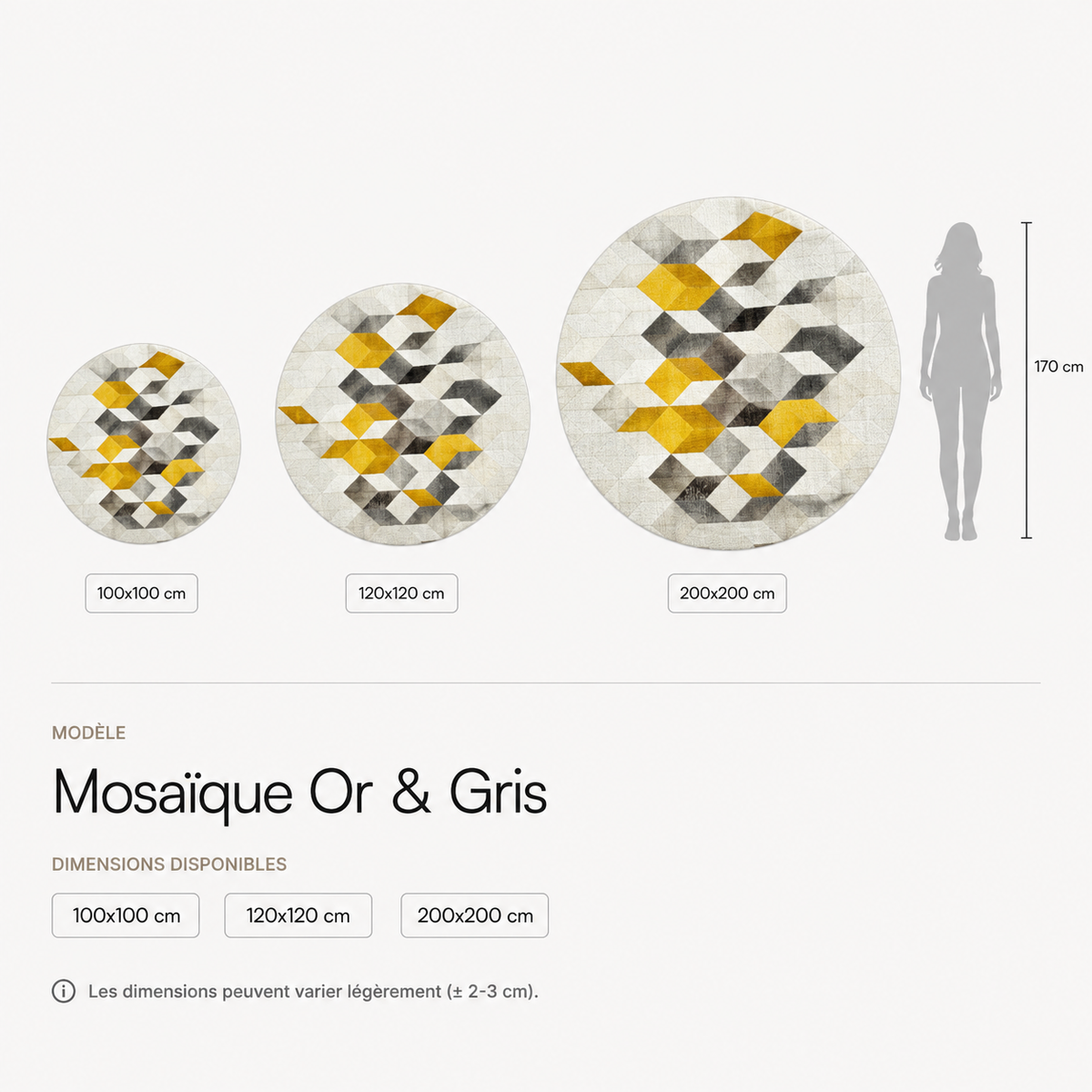 Guide des tailles - Tapis Rond Mosaïque