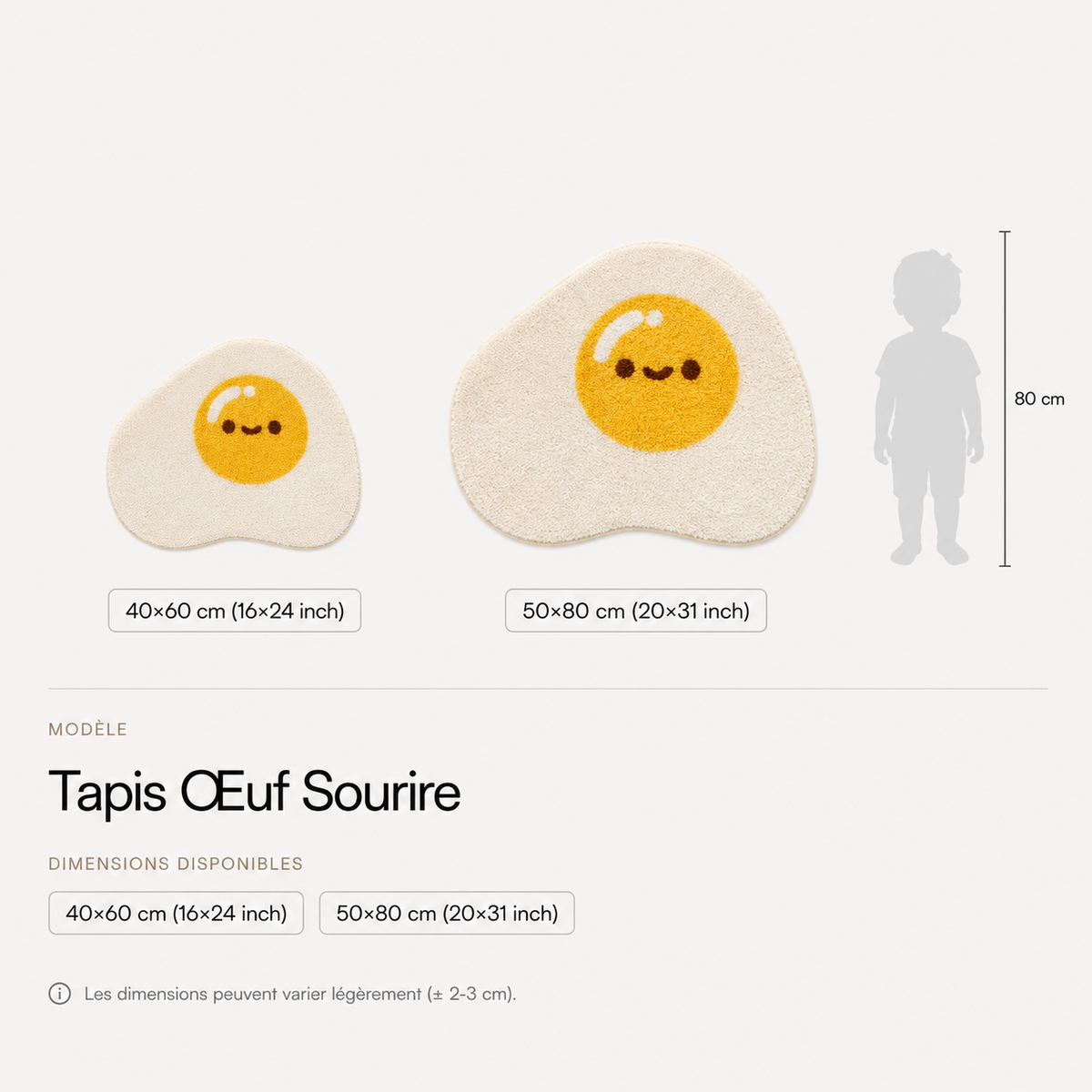 Guide des tailles - Tapis Œuf Enfant Antidérapant — Chambre & Salle de Bain