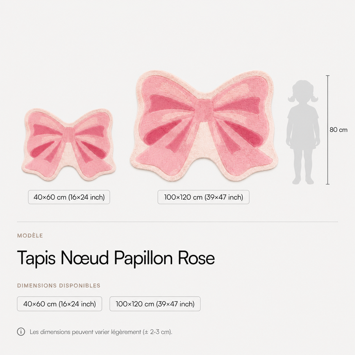 Guide des tailles - Tapis Nœud Rose — Chambre Enfant & Chevet