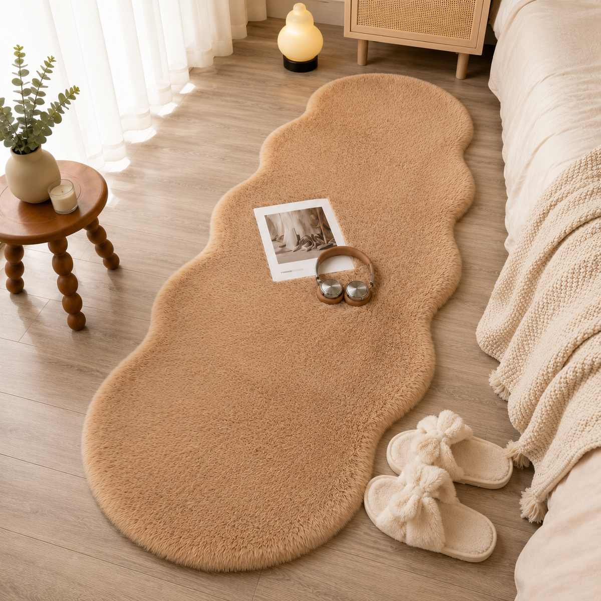 Tapis Fausse Fourrure Blanc Doux — Chambre & Salon
