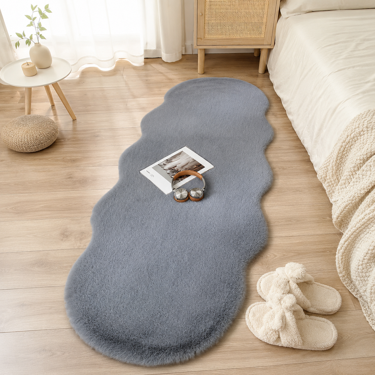 Tapis Fausse Fourrure Blanc Doux — Chambre & Salon