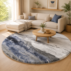 Tapis Rond Minimaliste Gris Salon - Lavable en Machine - 60 à 140cm