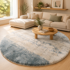 Tapis Rond Minimaliste Gris Salon - Lavable en Machine - 60 à 140cm